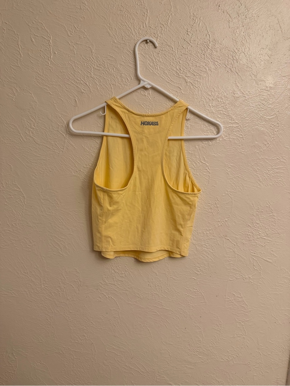 Hoka One One Women's Light Yellow Racerback Tank with Teal Logo - Picture 3 of 7